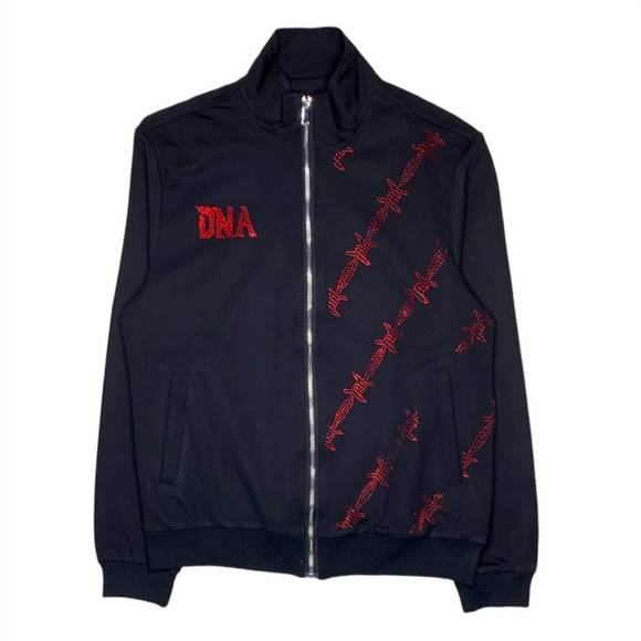 NEW DNA CLOTHING & APPAREL men's zip-up rhinestone jacket in black - Picture 1 of 2